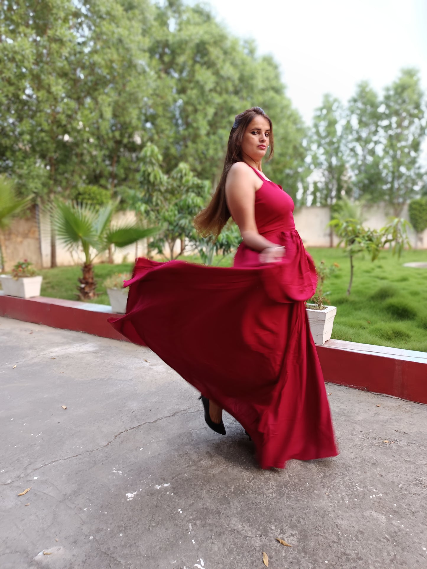 Cherry Red Cotton Dress