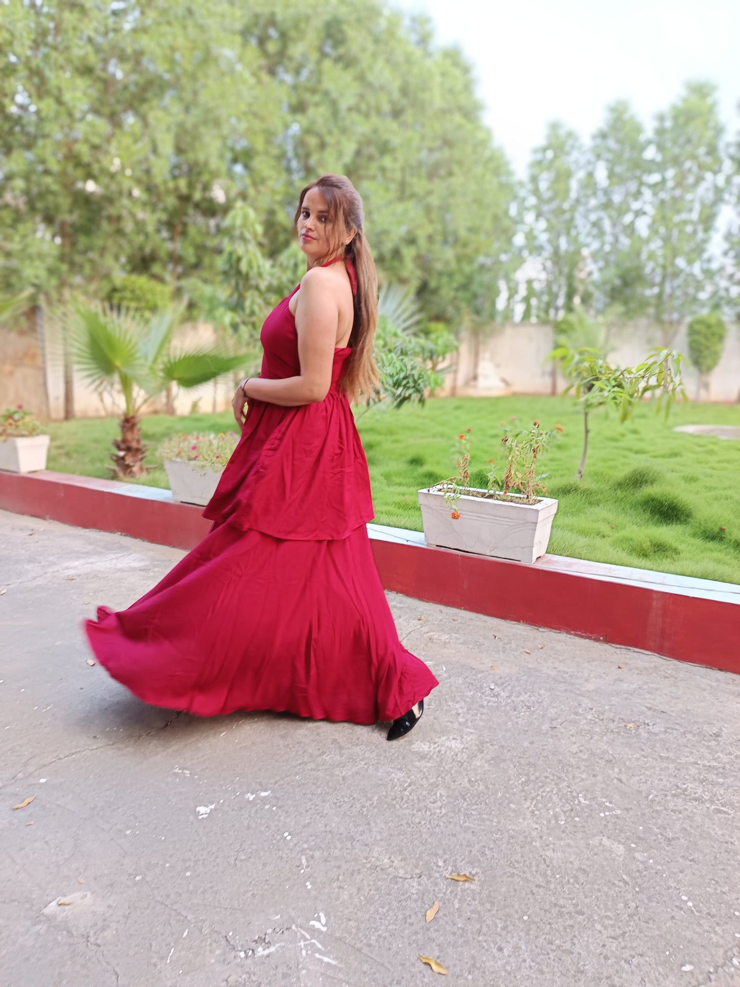 Cherry Red Cotton Dress