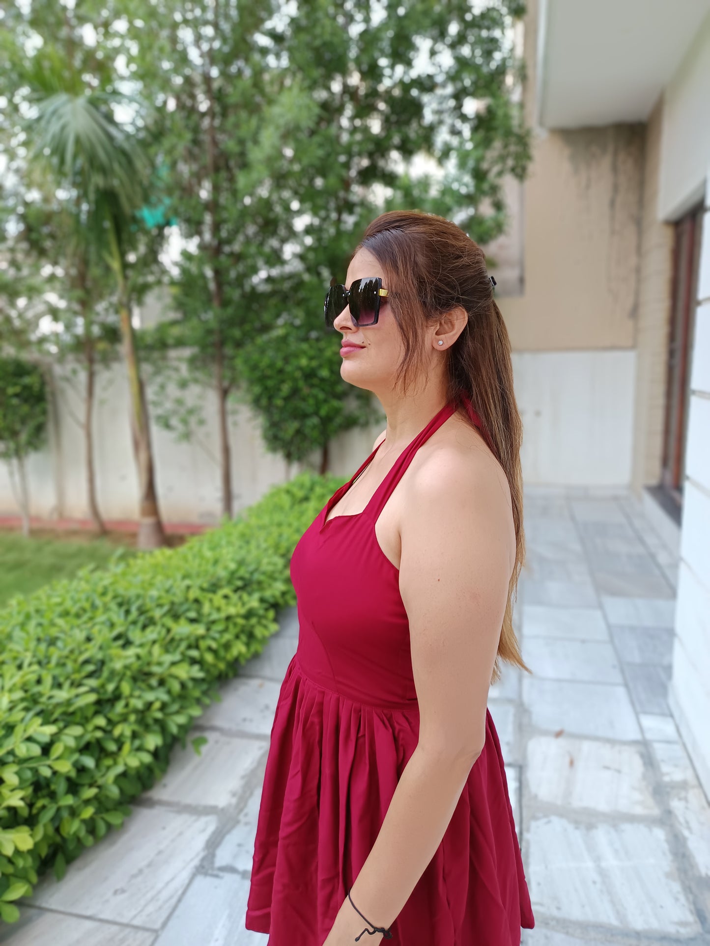 Cherry Red Cotton Dress