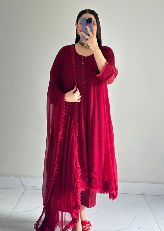 Maroon Frock Suit